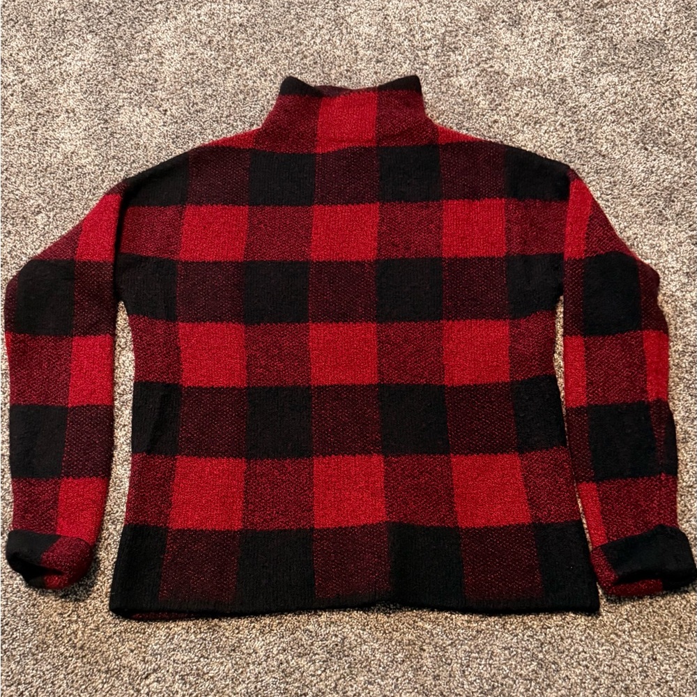 Tahari Red and Black Buffalo Plaid Sweater